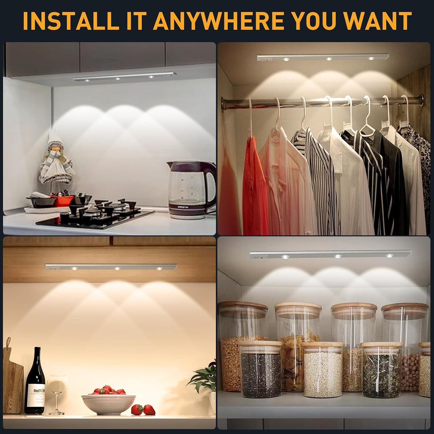 LED PIR Motion Sensor Cabinet With USB Rechargeble