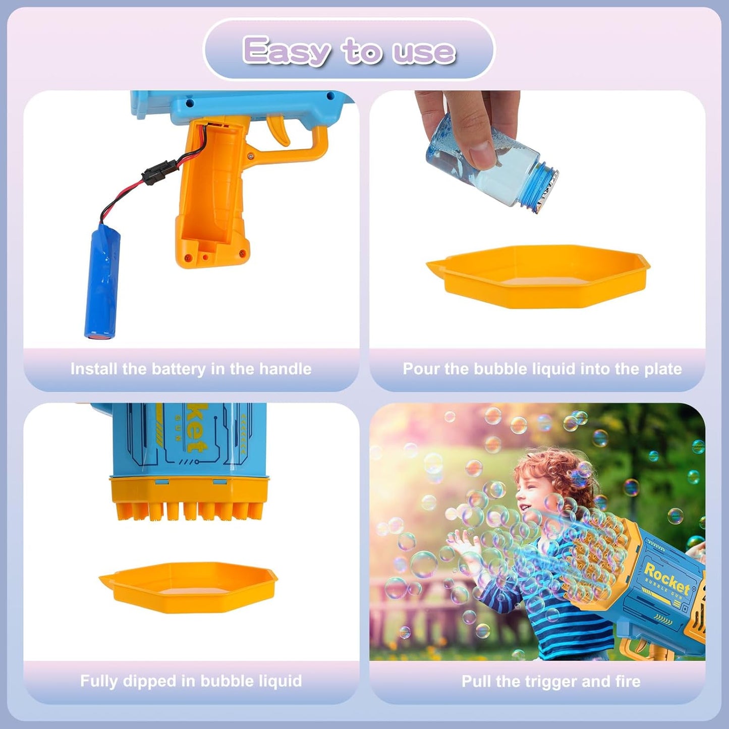 Bubble Gun Machine Kids Automatic Soap Based Bubble Blower